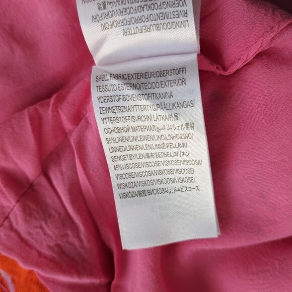 FARM RIO Pink Linen-blend Floral Garden Mini Wrap Dress Small Beachy Boho - Picture 13 of 14